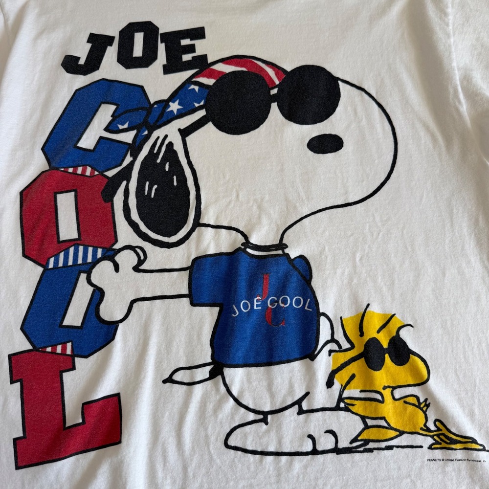 Vintage Snoopy Joe Cool T Shirt XXL Peanuts Patriotic 90s Graphic Tee White